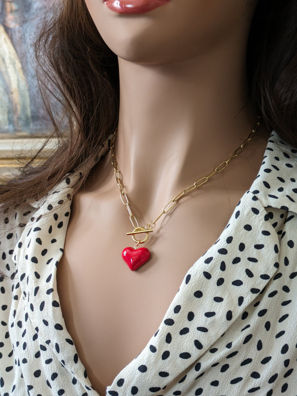 Collier cœur volume rouge