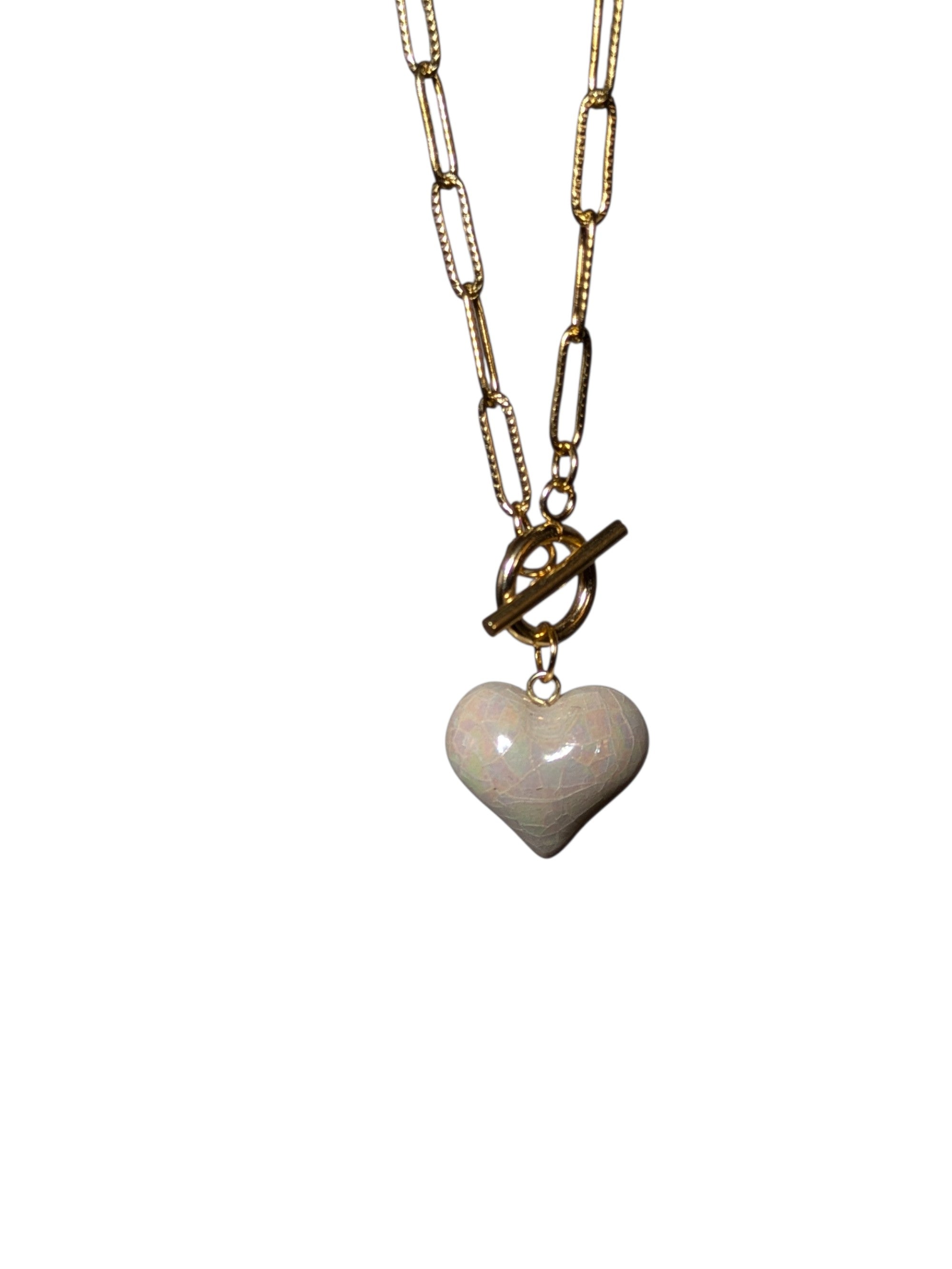 Collier cœur volume petit modèle blanc