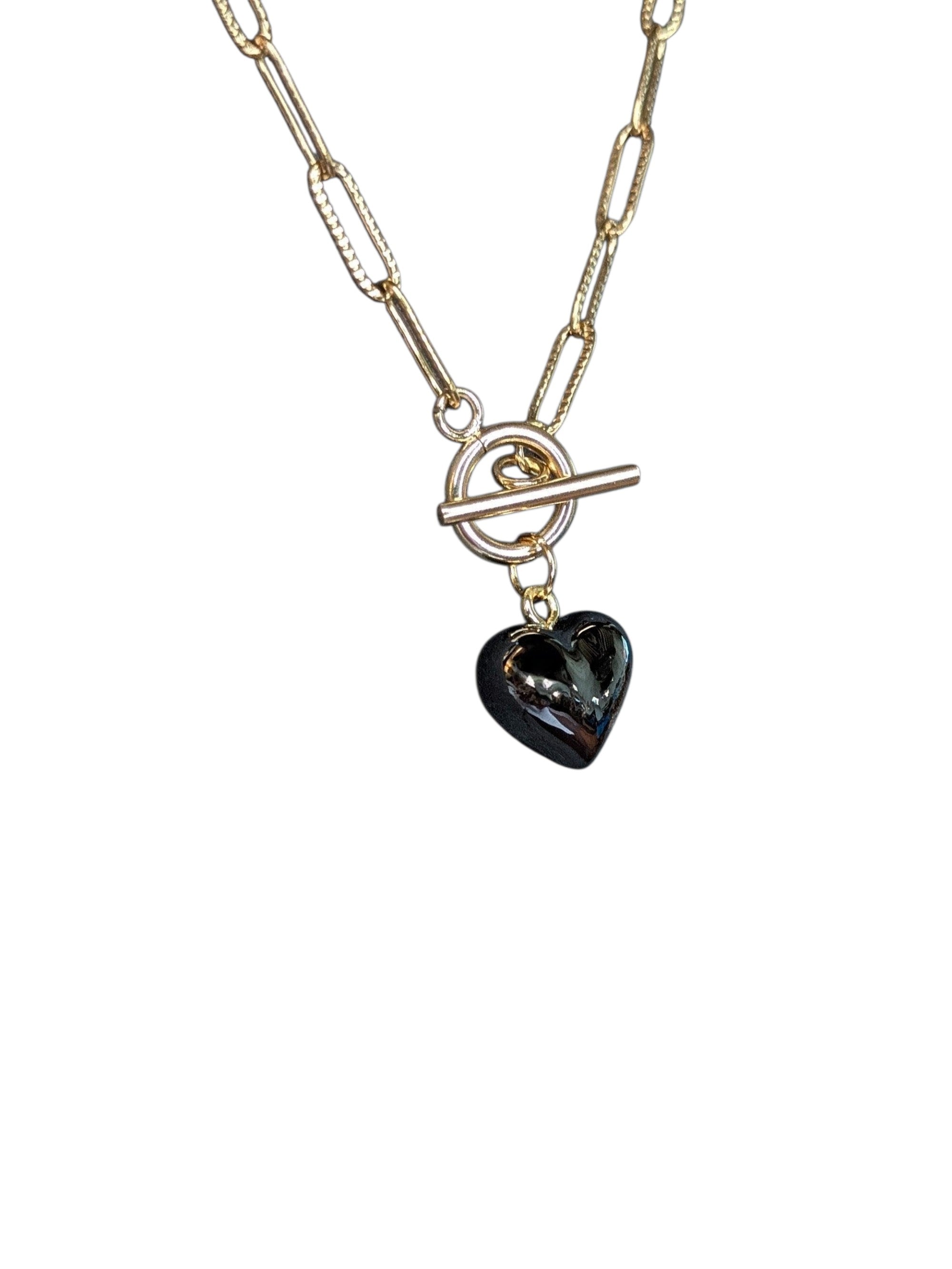 Collier cœur volume petit modèle noir