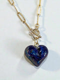 Collier cœur volume bleu saphir