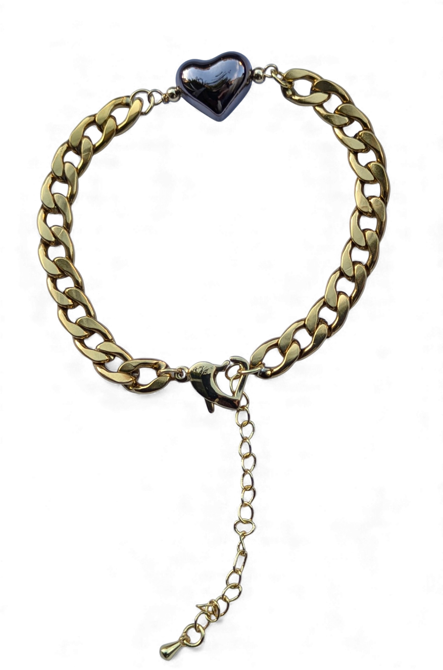 Bracelet gourmette cœur noir